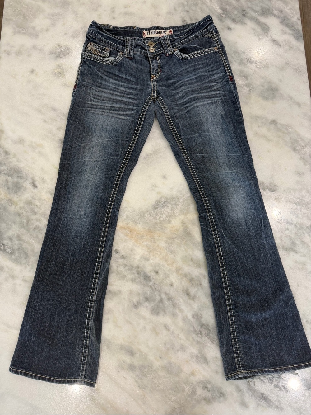 Hydraulic Premium Y2K Low Rise Bootcut Jeans 7/8 Western Embroidered
